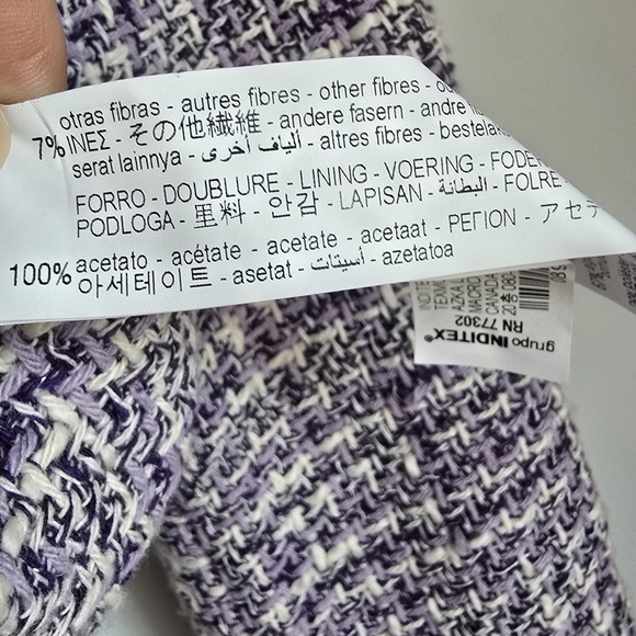 Zara, New, Purple Tweed Textured Fitted Preppy Cropped Blazer Jacket SZ Large - Picture 13 of 14